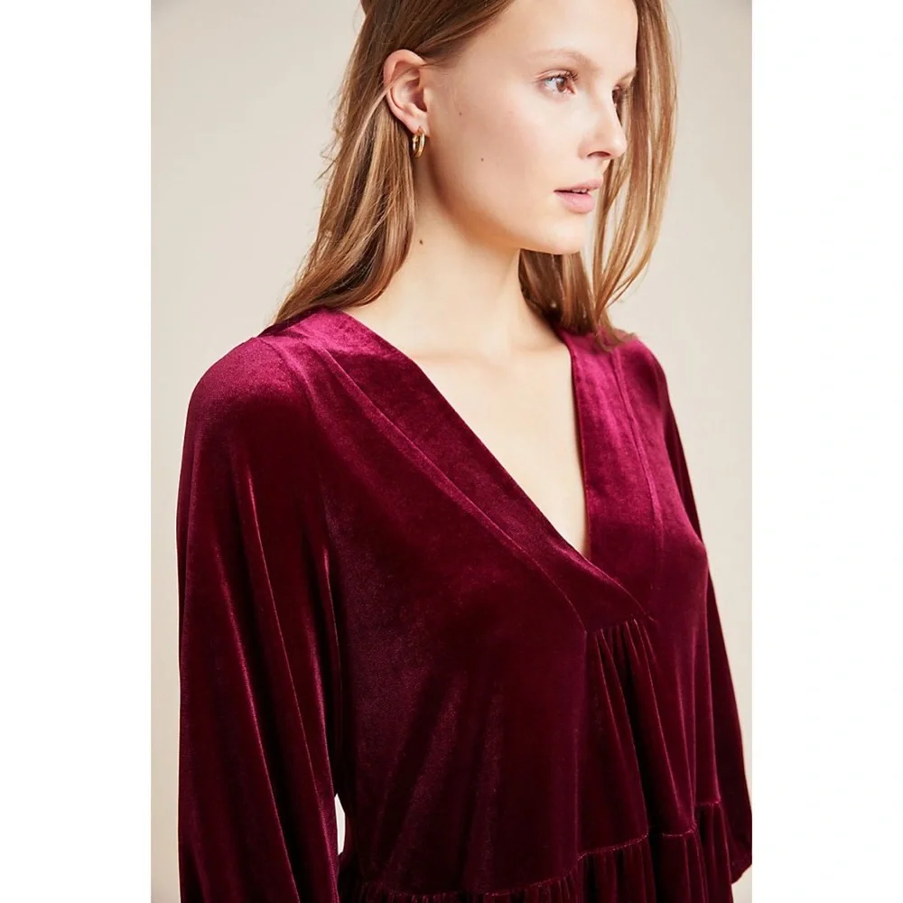 Anthropologie Greta Velvet Tunic Dress - Picture 2 of 4